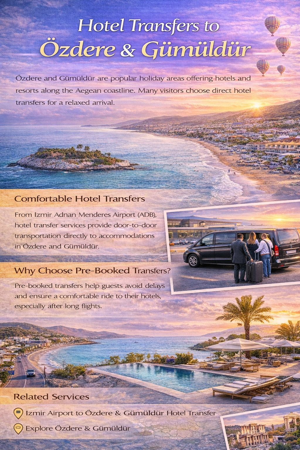 Hotel Transfers from Izmir Airport to Özdere & Gümüldür