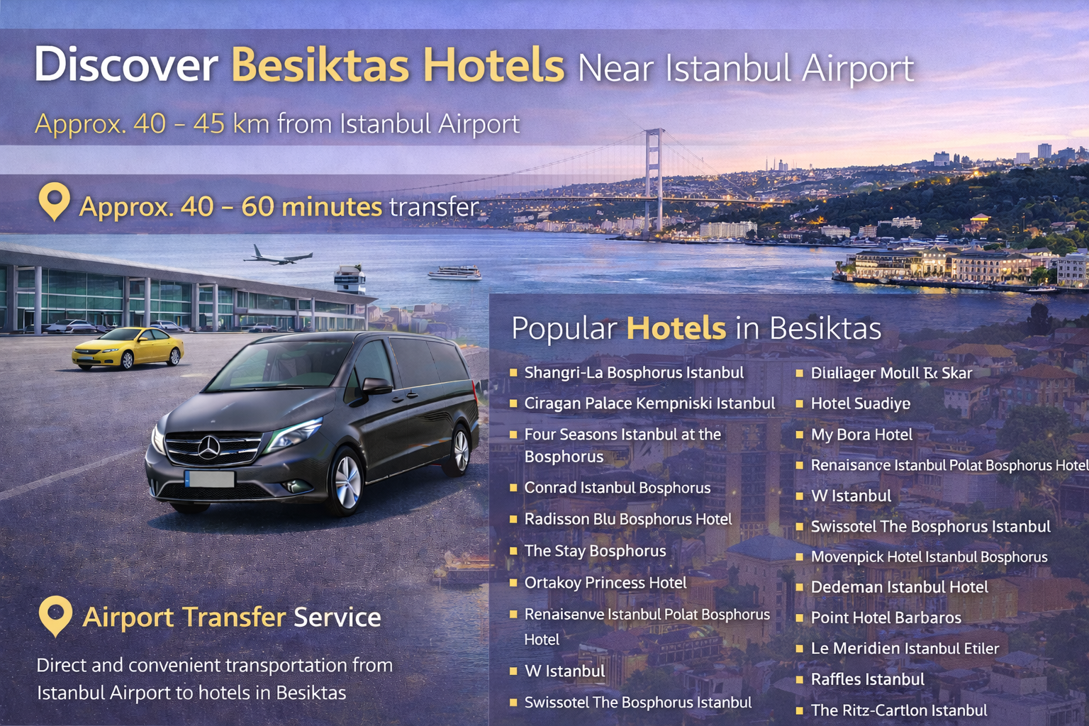 اكتشف فنادق بشكتاش بالقرب من مطار إسطنبول