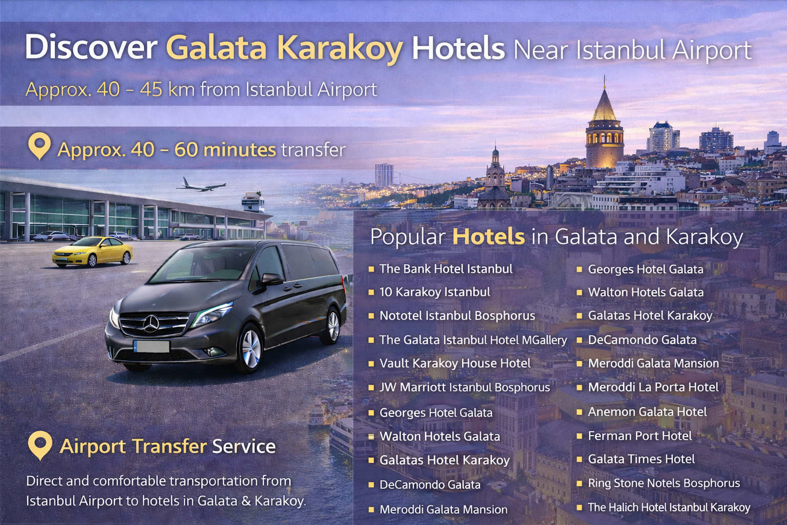 اكتشف فنادق غلطة وكاراكوي بالقرب من مطار إسطنبول