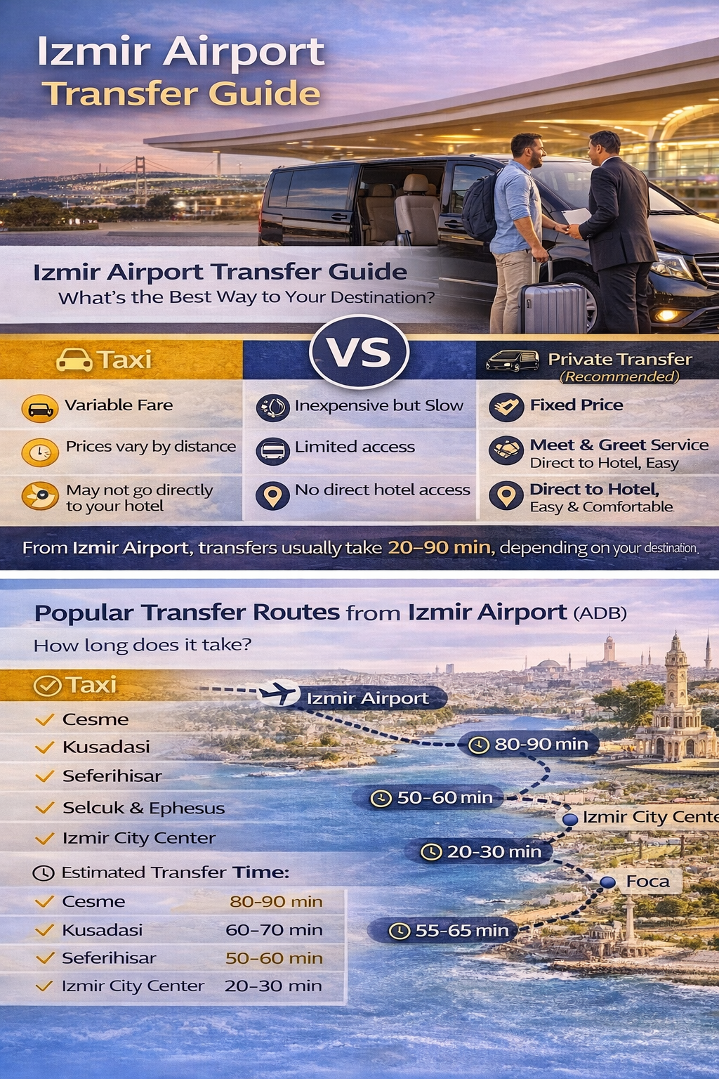 Трансфер из аэропорта Измира (ADB) в город, Кушадасы и отели