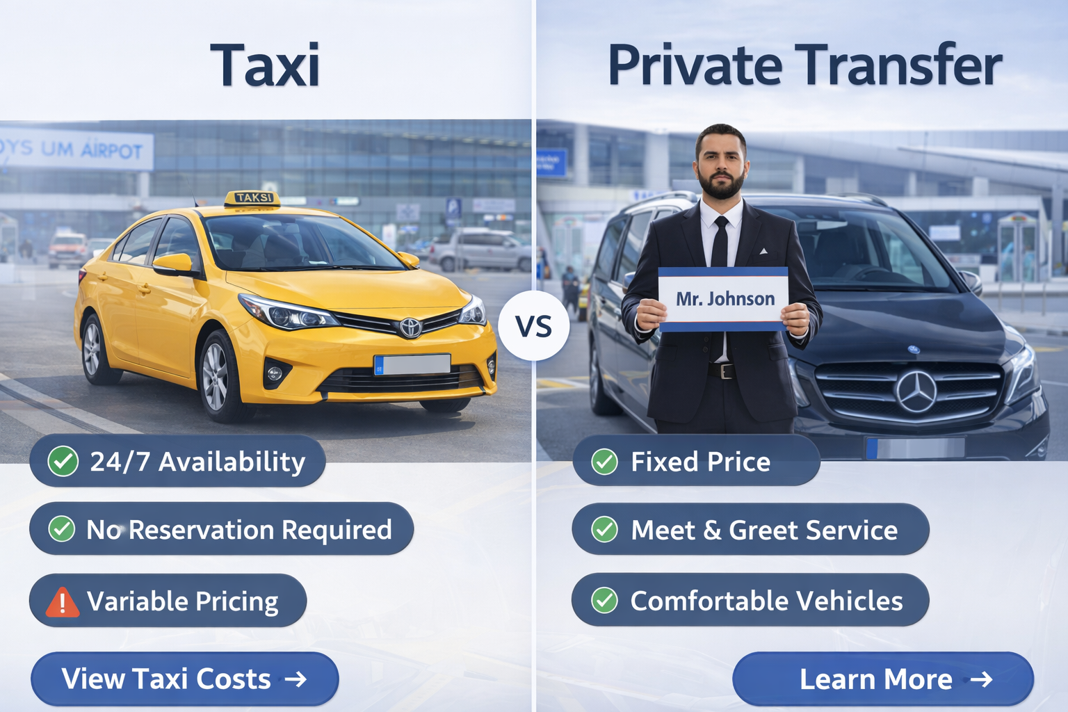 Такси или частный трансфер из аэропорта Бодрум — что лучше?