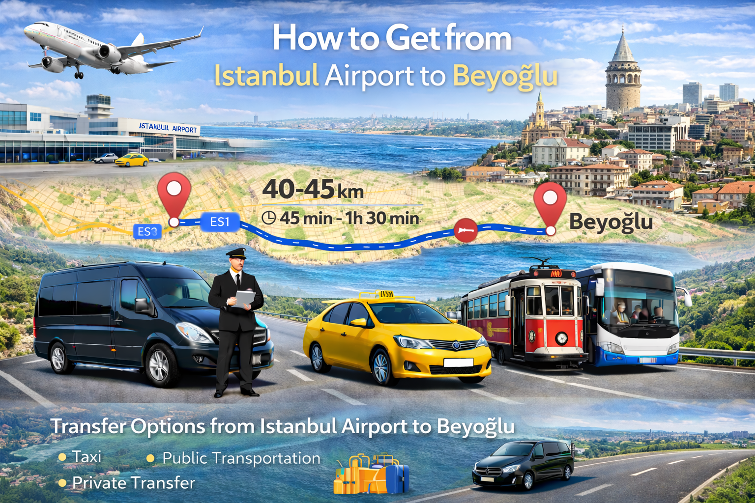 دليل النقل إلى فنادق بيوغلو | من مطار إسطنبول (IST) إلى بيوغلو