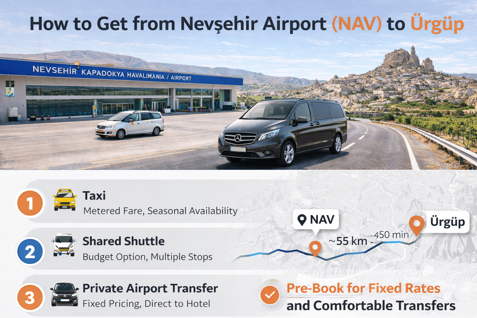 How to Get from Nevşehir Airport (NAV) to Urgup