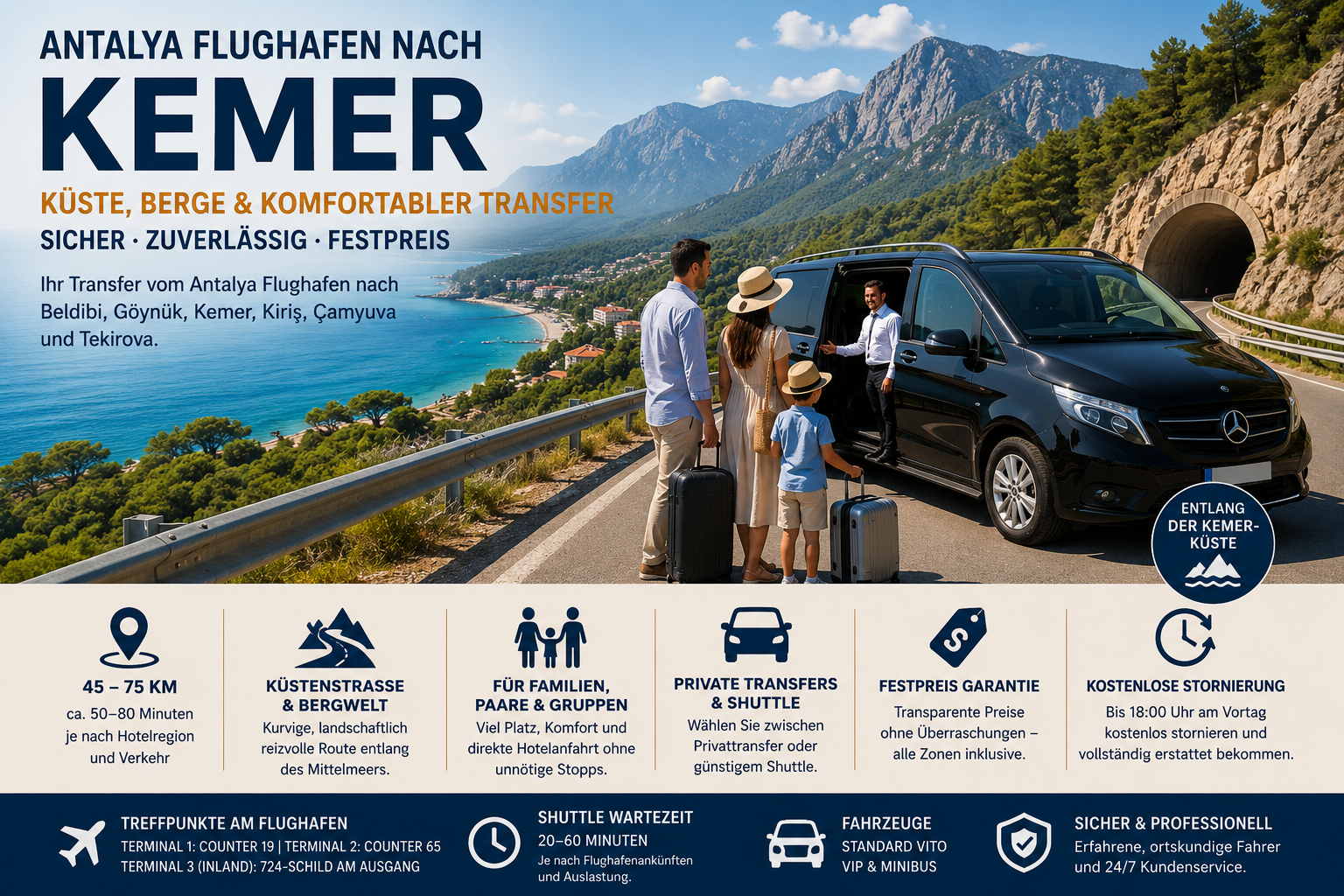 Antalya Flughafen nach Kemer: Transfer-Guide für Küstenhotels, Berge und private Transfers
