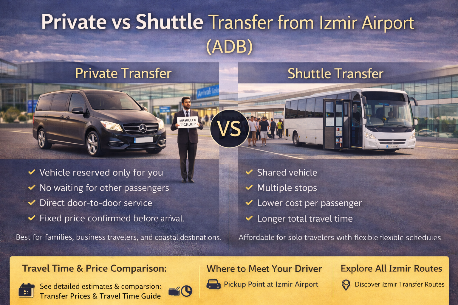 Privattransfer oder Shuttle ab Flughafen Izmir (ADB)?