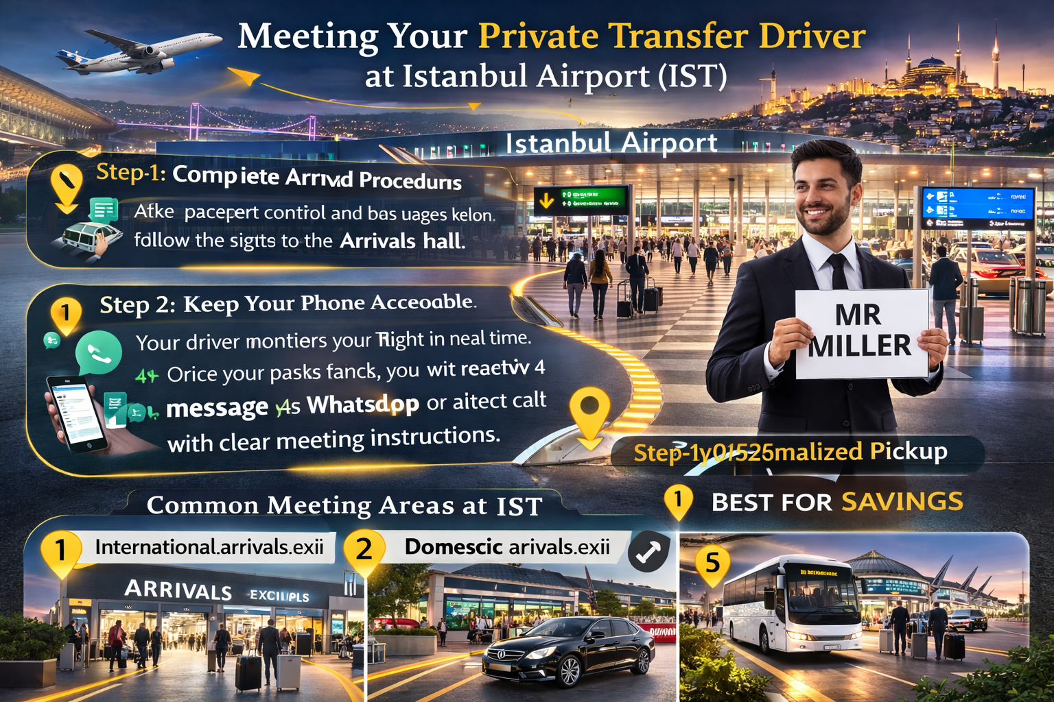 أين تلتقي بسائقك في مطار إسطنبول (IST)؟